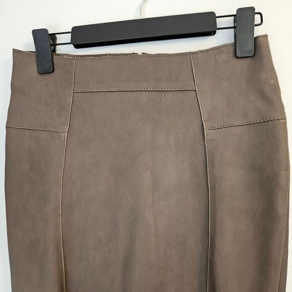 Cigno Nero Buttery Soft Brown Tan Tailored Austrian Leather Lined Mini Skirt 36 - Picture 2 of 10